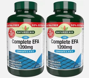 2 x NATURES AID COMPLETO EFA 1200mg OMEGA 3, 6 y 9 135 Comprimidos Vitaminas 01/25 - Imagen 1 de 8