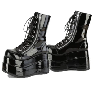 Botas Bear 265 Negro Patente Plataforma Gótica Cyber Punk Rock - Imagen 1 de 14