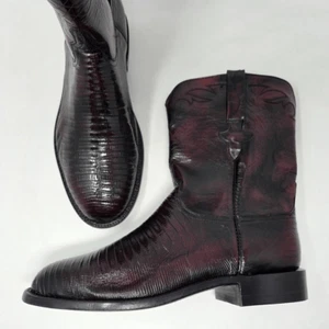 BOTAS LUCCHESE CLASSICS HECHAS A MANO NEGRAS CEREZA LAGARTO CABRA ROPER PARA HOMBRE 12 ANCHAS - Imagen 1 de 11