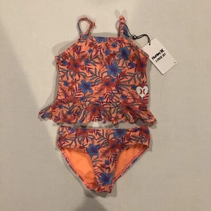 Hurley Girl's Two Piece Swimsuit Girl’s Size 4 Floral Tank Top Bikini Bottom - Picture 1 of 7