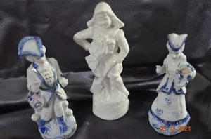 Lot of 3 Vintage Colonial Porcelain Figurines - Picture 1 of 7