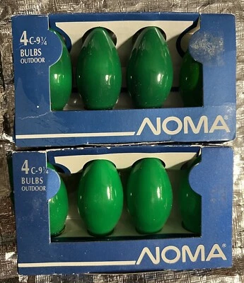 Luces de Navidad vintage NOS 8 VERDES NOMA C-9 1/4 120V 7W LUCES EXTERIORES 2 cajas Foto 1 de 4