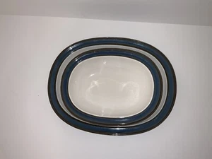 Dansk Sirocco Matching Serving Bowl and Plate Blue with White Face - Picture 1 of 11