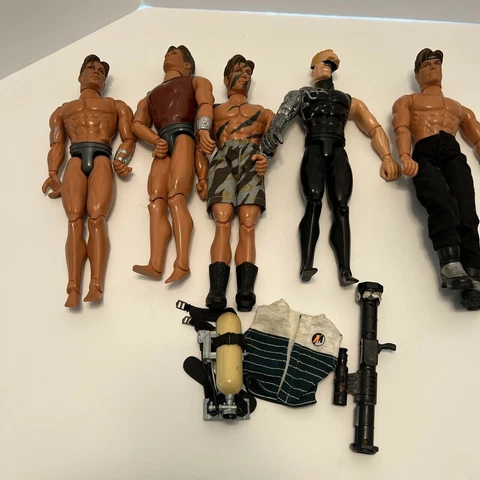 Lot of 5 12" Vintage Action Figures 1990's-2000's Max Steel Cyborg Cover
