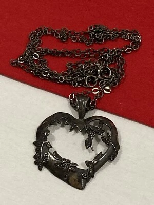 "Jezlaine Jez 925 de colección colgante de corazón y collar de eslabones de plata esterlina maciza 30""" Foto 1 de 4