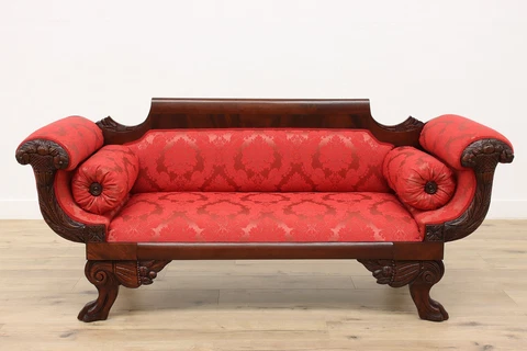 Empire Antique 1825 Mahogany Sofa, Cornucopias & Paw Feet #42736 Cover