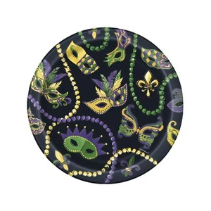 Karneval Masken und Perlen 7" Dessert Kuchen Teller 8 Karat - Bild 1 von 1