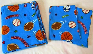Sábana plana completa deportiva CIRCO y 2 almohadas, ¡nueva! Fútbol béisbol baloncesto - Imagen 1 de 6