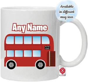 Personalised London Red Bus Mug Name Cup Novelty Double Decker Bus Driver Gifts - Picture 1 of 24