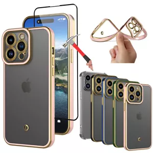 For iPhone 15 Pro Max 15 Plus 15 Case Clear Shockproof Plating Rugged Soft Cover - Picture 1 of 35