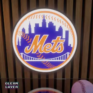 New York Mets Led Light Box MLB Sports Bar Major League Baseball Wall Sign - Picture 1 of 5