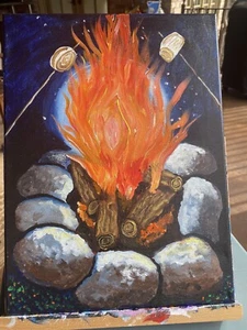 12/16 Original auf Leinwand gemalt, abstrakt/Camping - Bild 1 von 10