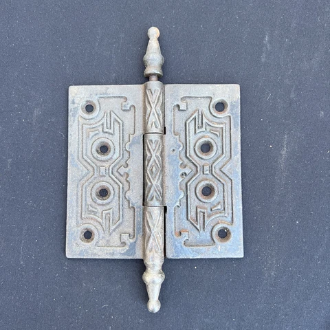 Antique Cast Iron Ornate Victorian Door Hinge 5”x5” Cover