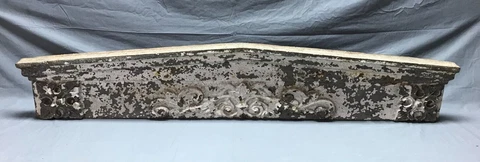 Antique Window Top Peaked Cast Iron Pediment 10x52 Shabby White VTG Old 333-23B Cover