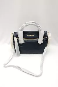 NWT Michael Kors Weston Leather Medium Satchel Shoulder Crossbody Bag Midnight - Picture 1 of 3
