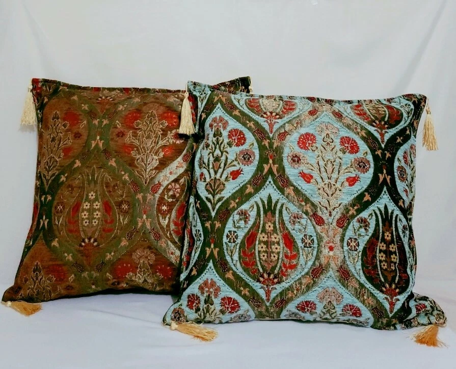 Traditional Ottoman Boho Mosaic Cushion Pillowcase Set of Two 17" X 17" Inches - Image 1 of 1