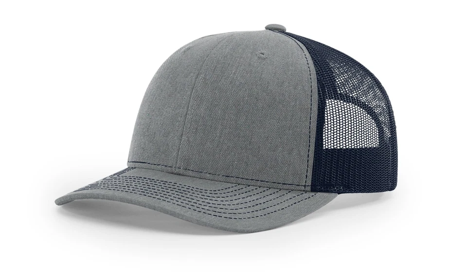 Richardson 112 Trucker Snapback Cap Adjustable Heather Grey/ Navy