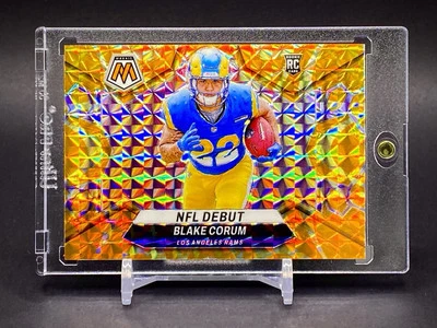 Blake Corum RARE ROOKIE YELLOW GOLD REFRACTOR INVESTMENT CARD SP RAMS w/HOLDER - Image 1 of 4