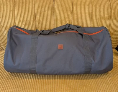 Hugo BOSS Mens Gray Travel Gym Weekender Duffle  Bag 20" Orange LOGO - Image 1 of 4