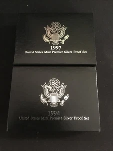 1997 & 1994 U S Mint Premier Silver Proof Sets, COA, In Original Pkg - Picture 1 of 5