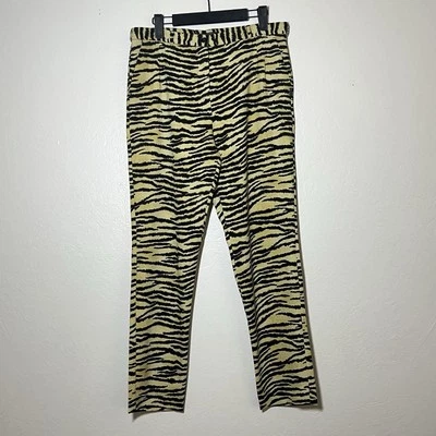 Maison Scotch брюки размер 1 желтый черный Tiger печати Chino брюки Slash карманы - Изображение 1 из 4