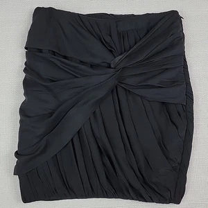 Elizabeth and James Schwarz Seide Twist Knoten Plissee Minirock XS - Bild 1 von 14