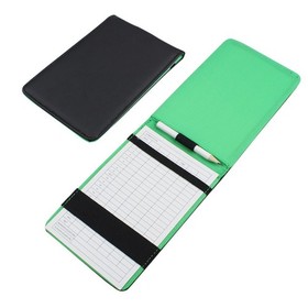 Elegantes schwarz gr��nes Leder f��r Golf f��r Scorekartenbuch mit Bleistiftaufb