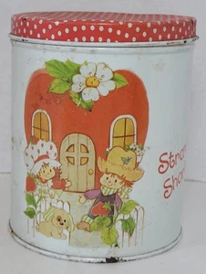 Ancien bidon de rangement en étain Strawberry Shortcake American Greetings en métal - Photo 1/14