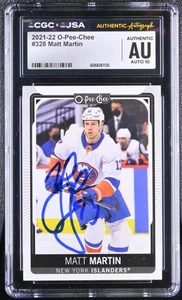 Matt Martin Signed 2021-22 O-Pee-Chee Card #328 OPC Islanders CGC AU JSA 10 Auto - Bild 1 von 2