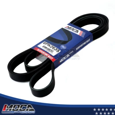 Serpentine Belt Fits 88-95 Chevrolet Ford Saab 2.L2.3L3.8L7.4L 6PK2635 EPDM MOCA - Image 1 of 4