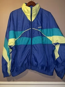 VINTAGE 1980's ADIDAS TREFOIL SILVER TAG WINDBREAKER JACKET nice colorway XL - Picture 1 of 6
