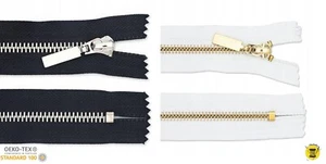 Reißverschluss Metall silber gold 6mm nicht teilbar stark 10-55cm weiß schwarz - Bild 1 von 5