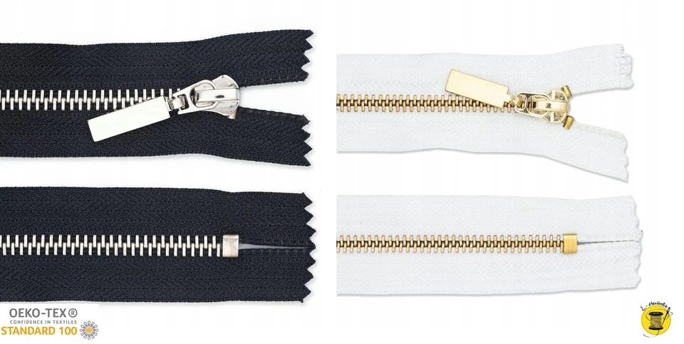 Reißverschluss Metall silber gold 6mm nicht teilbar stark 10-55cm weiß schwarz - Bild 1 von 1