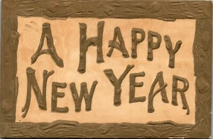 Vintage Neujahr Postkarte Großbrief Ein frohes neues Jahr ~ Anfang 1900 - Bild 1 von 3