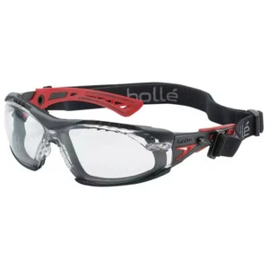 Bolle Rush+ Safety Glasses Black/Red With Foam Clear Anti-Fog Lens 40252 - Picture 1 of 4