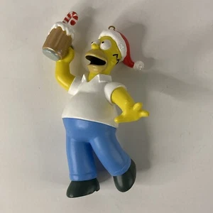 Homer Simpson sosteniendo cerveza 2006 adorno de Navidad 4" sombrero de Santa bastón de caramelo - Imagen 1 de 3