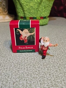 Vintage 1988 Hallmark Keepsake Polar Bowler Bowling Santa Christmas Ornament - Picture 1 of 16