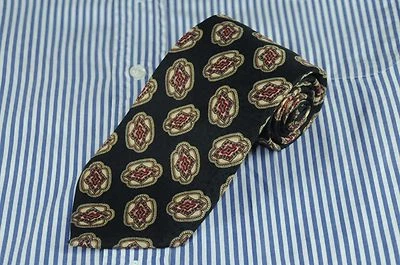 Corbata de seda medallón negra marrón y roja Mark Shale para hombre 60 x 3,5 pulgadas Foto 1 de 4