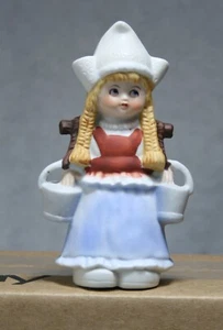 Vintage Girl with Water Buckets Figurine Bisque Porcelain Korea - Picture 1 of 6