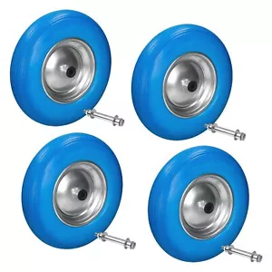 Rueda de carretilla de goma maciza paquete de 4 PU 4.80/4 4.00-8 rueda de goma completa rueda azul Ø 390 mm - Imagen 1 de 6