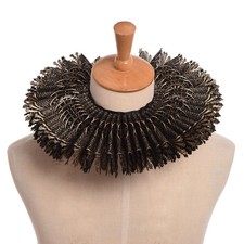 Vintage Renaissance Neck Ruff Ruffled Collar Reenactment Black Gold Ruff Unisex