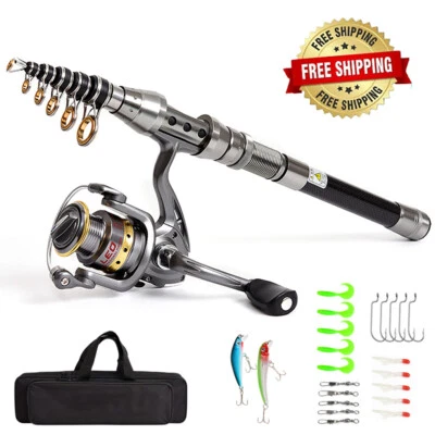 Caña De Pescar Telescópica Con Carrete Y Línea Para Pescadores, Combos De Pesca. - Image 1 of 4