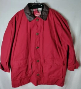 Chaleco acolchado con cremallera completa Marlboro County para hombre Chaqueta roja con ribete de cuero - Imagen 1 de 11