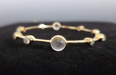 NUNU Signed Pink Chalcedony & Quartz Station Bangle Bracelet Saks 5th Avenue NEW - Image 1 of 4