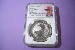 (LIMITED RELEASE) 2023 NGC MS69 Britannia Queen Elizabeth Effigy Label UK £2 - Picture 1 of 2