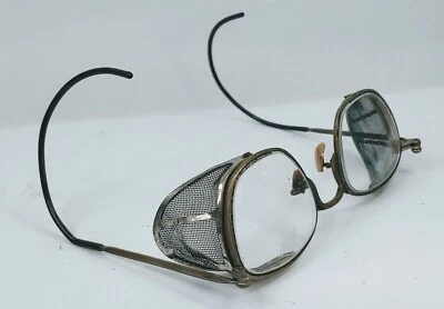 GAFAS DE SEGURIDAD VINTAGE principios de 1900 AMERICAN OPTICAL EE. UU. 46 números steampunk Foto 1 de 4