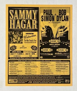 Sammy Hagar, Bob Dylan+ Paul Simon, Phil Lesh 1999 Bill Graham Presents handbill - Picture 1 of 9