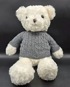 Dan Dee Collector's Choice White Bear Plush Gray Sweater Grey 18" Stuffed Animal - Picture 1 of 8