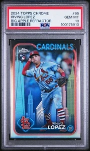 2024 Topps Chrome Big Apple Refractor #95 Irving Lopez Rookie PSA 10 Cardinals - Bild 1 von 2