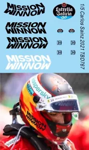 1/5 Decals per Carlos Sainz 2021 Mission Winnow F1 Helmet TBD767 - Picture 1 of 1